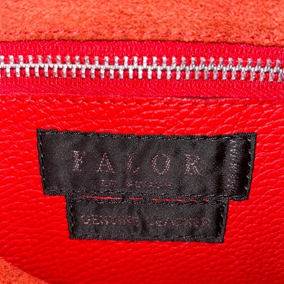 Falor Le Borse Italian Red Pebbled Leather Envelope Shoulder Bag Hobo Satchel - Picture 16 of 16